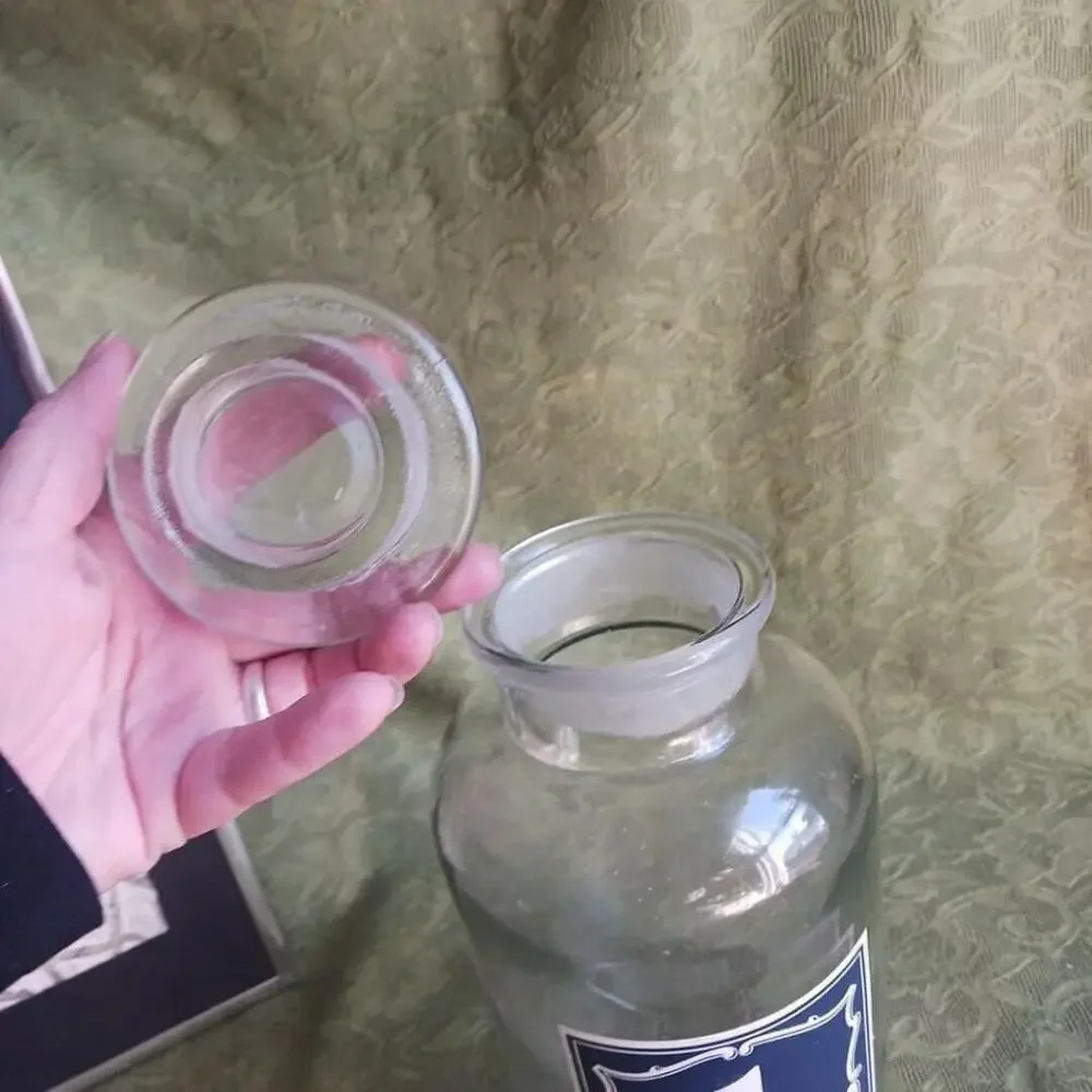 Apothecary Jar Bottle Large Stopper 10 Inch Vintage Glass